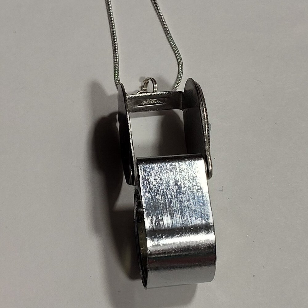Magnifying Glass Mother of Pearl Fluer De Lis AB Crystal Loupe Pendant Necklace - Picture 7 of 9